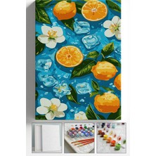 Corvo Sayılarla Boyama Seti Numaralı Tuval Fırça Boya Askı Aparatı Dahil Set 40X50 cm - Buzlu Portakal