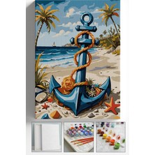 Corvo Sayılarla Boyama Seti Numaralı Tuval Fırça Boya Askı Aparatı Dahil Set 40X50 cm - Deniz Çapa