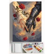 Corvo Sayılarla Boyama Seti Numaralı Tuval Fırça Boya Askı Aparatı Dahil Set 40X50 cm - Güllerin Aşkı