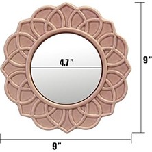 TeknoKapsül Dekoratif 9" Soluk Pembe Yuvarlak Çiçekli Seramik Vurgulu Duvar Aynası, Ekli Asma Halkalı Duvar Aynası, Oturma Odası, Yatak Odası, Banyo, Koridor ve Giriş Yolu Için Dekoratif Dekor
