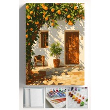Corvo Sayılarla Boyama Seti Numaralı Tuval Fırça Boya Askı Aparatı Dahil Set 40X50 cm - Portakal Manzara Ev