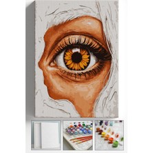 Corvo Sayılarla Boyama Seti Numaralı Tuval Fırça Boya Askı Aparatı Dahil Set 40X50 cm - Göz ve Çiçek