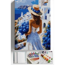 Corvo Sayılarla Boyama Seti Numaralı Tuval Fırça Boya Askı Aparatı Dahil Set 40X50 cm - Mavi Bodrum