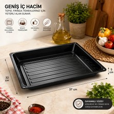 Alev Emaye Emaye Fırın Tepsisi 37 x 32 x 5 cm – Siyah, Çizilmez, Kolay Temizlenen, Yüksek Isıya Dayanıklı