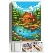 Corvo Sayılarla Boyama Seti Numaralı Tuval Fırça Boya Askı Aparatı Dahil Set 40X50 cm - Gölet Evi