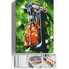 Corvo Sayılarla Boyama Seti Numaralı Tuval Fırça Boya Askı Aparatı Dahil Set 40X50 cm - Golf Çantası