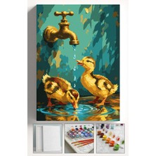 Corvo Sayılarla Boyama Seti Numaralı Tuval Fırça Boya Askı Aparatı Dahil Set 40X50 cm - Musluk ve Ördek