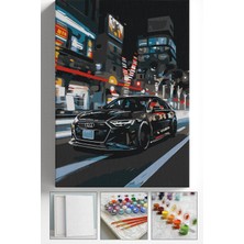 Corvo Sayılarla Boyama Seti Numaralı Tuval Fırça Boya Askı Aparatı Dahil Set 40X50 cm - Siyah Araba