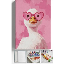 Corvo Sayılarla Boyama Seti Numaralı Tuval Fırça Boya Askı Aparatı Dahil Set 40X50 cm - Pembe Ördek