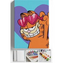 Corvo Sayılarla Boyama Seti Numaralı Tuval Fırça Boya Askı Aparatı Dahil Set 40X50 cm - Garfi Kedi