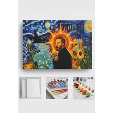 Corvo Sayılarla Boyama Seti Numaralı Tuval Fırça Boya Askı Aparatı Dahil Set 40X50 cm - Van Gogh Güneş