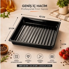 Alev Emaye Emaye Fırın Tepsisi 42 x 37 x 5 cm – Siyah, Çizilmez, Kolay Temizlenen, Yüksek Isıya Dayanıklı