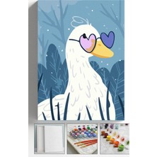 Corvo Sayılarla Boyama Seti Numaralı Tuval Fırça Boya Askı Aparatı Dahil Set 40X50 cm - Gözlüklü Ördek