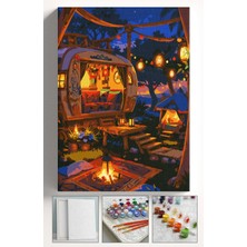 Corvo Sayılarla Boyama Seti Numaralı Tuval Fırça Boya Askı Aparatı Dahil Set 40X50 cm - Karavan
