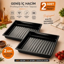 Alev Emaye 2 Li Emaye Fırın Tepsisi 42 x 37 x 5 cm – Siyah, Çizilmez, Kolay Temizlenen, Yüksek Isıya Dayanıklı