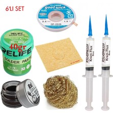 MHM Relıfe RL-402 Krem Lehim 183°C 40GR Havya Uç Temizleyici Seti Flux Lehim Toplama CP-2515 Emme Teli Vs SET04