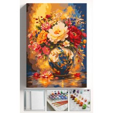 Corvo Sayılarla Boyama Seti Numaralı Tuval Fırça Boya Askı Aparatı Dahil Set 40X50 cm - Işlemeli Vazo