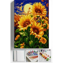 Corvo Sayılarla Boyama Seti Numaralı Tuval Fırça Boya Askı Aparatı Dahil Set 40X50 cm - Gün Doğumu Ayçiçeği