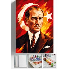 Corvo Sayılarla Boyama Seti Numaralı Tuval Fırça Boya Askı Aparatı Dahil Set 40X50 cm - Ayyıldız Atatürk