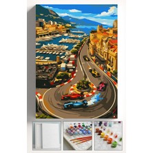 Corvo Sayılarla Boyama Seti Numaralı Tuval Fırça Boya Askı Aparatı Dahil Set 40X50 cm - Monaco