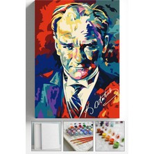 Corvo Sayılarla Boyama Seti Numaralı Tuval Fırça Boya Askı Aparatı Dahil Set 40X50 cm - Atatürk Imza