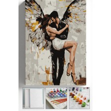 Corvo Sayılarla Boyama Seti Numaralı Tuval Fırça Boya Askı Aparatı Dahil Set 40X50 cm - Angel Sevgililer