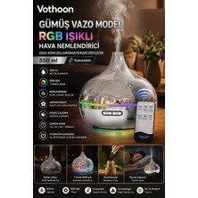 Vothoon Gümüş Vazo Model Rgb Işıklı Hava Nemlendirici & Aromaterapi Difüzör – 550 ml Kumandalı