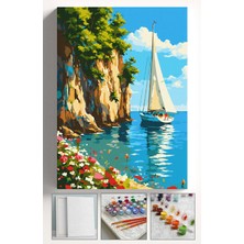 Corvo Sayılarla Boyama Seti Numaralı Tuval Fırça Boya Askı Aparatı Dahil Set 40X50 cm - Yamaç Manzara