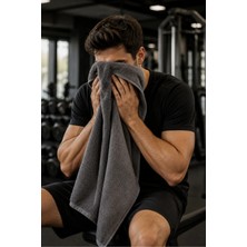 Modamina %100 Pamuk Gri Spor Havlusu | 50X90 Fitness, Spa, Gym, Tenis, Boks Havlusu | Ter Emici, Yumuşak Doku, 1 Adet