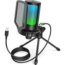 TeknoKapsül Fıfıne Pc Oyun Mikrofonu, USB Mikrofon, Yayın Podcast Stüdyosu Için, Mikrofon Standı ve Sessize Alma Tuşlu, Ps4 Ps5 Mac Için