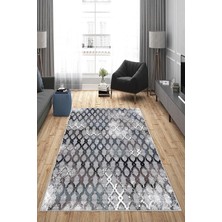 TeknoKapsül Pelangi Gri Mavi Zincir Desenli Yıkanabilir Kaymaz Taban Leke Tutmaz Modern Salon Halısı ve Yolluk, Gri-Mavi 180 x 300, 135818918030005
