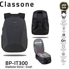 TeknoKapsül Classone BP-IT300 Gladiator Serisi 15.6" Uyumlu Notebook Çantası - Siyah