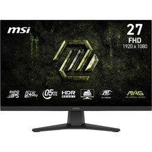 TeknoKapsül Msı 27" Mag 272F X24, Gaming Monitör, Fhd, 16:9, Flat, Rapid Ips, 240Hz, 0.5ms (Min.), Adaptive-Sync