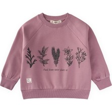 Cigit Ağaç Baskılı Sweatshirt 1-7 Yaş Leylak