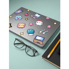 S Digital Laptop Sticker Seti – 51 Parça Sevimli Tasarım | Tablet & Bilgisayar Uyumlu | 100X16 cm