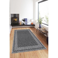 TeknoKapsül Pelangi Gri Kenar Işleme Yıkanabilir Kaymaz Taban Leke Tutmaz Modern Salon Halısı ve Yolluk, Koyu Gri-Siyah 180 x 280, 135809218028005