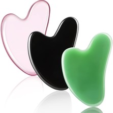 TeknoKapsül Nuanchu 3 Adet Gua Sha Yüz Aleti, Doğal Reçine Taş, Gua Sha Tahtası, Kazıma, Yüz Masaj Aracı, Gua Sha Kazıma Masaj Aleti, Yüz, Cilt ve Vücut Kası Rahatlatma Aracı (Pembe, Koyu Yeşil, Siyah)