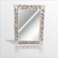 TeknoKapsül M3 Decorium 45X60CM Eskitme Rustik Işlemeli Krem Boy Banyo Duvar Salon Aynası