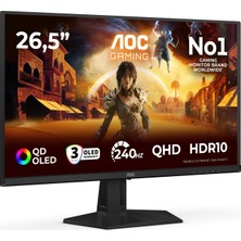 TeknoKapsül Aoc Q27G41ZDF 26.5 Inch Wqhd Monitor 240Hz, Qd-Oled Panel, 0.03MS Gtg, Adaptive Sync, HDR10, G-Sync Compatible, (2560X1440 HDMI 1x 2.0 Dp 1x1.4) Black/red