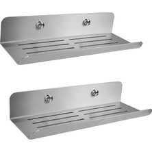 TeknoKapsül Deltahome Paslanmaz Çelik 2 Adet 24CM Banyo Duş Rafı Düzenleyici -Set - Vidalı Montaj - Inox