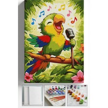 Corvo Sayılarla Boyama Seti Numaralı Tuval Fırça Boya Askı Aparatı Dahil Set 40X50 cm - Şarkıcı Papağan