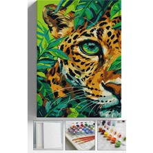Corvo Sayılarla Boyama Seti Numaralı Tuval Fırça Boya Askı Aparatı Dahil Set 40X50 cm - Tek Göz Leopar