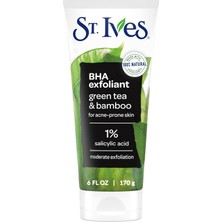 TeknoKapsül St. Ives Siyah Nokta Temizleyici Yüz Scrub Siyah Noktaları Temizler ve Gözenekleri Açar Yeşil Çay ve Bambu Yağsız Salisilik Asit Akne İLACI,%100 Doğal Eksfoliant ile Üretilmiştir