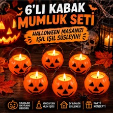 Bkmc Party 6 Adet Mini Kabak Mumluk Seti – Halloween, Cadılar Bayramı Masa Süsü ve Dekoratif Mumluk Masa ve Parti Süsü Seti