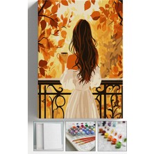 Corvo Sayılarla Boyama Seti Numaralı Tuval Fırça Boya Askı Aparatı Dahil Set 40X50 cm - Sonbahar Kahve