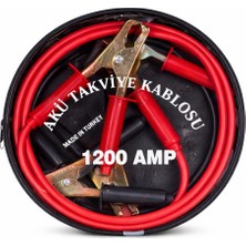 TeknoKapsül Akü Takviye KABLOSU,1200 Amper, 2,3 Metre Uzunluk, Profesyonel Heavy Duty, Güçlü Timsah Kıskaçlı, Bakır Iletken, Made In Turkey