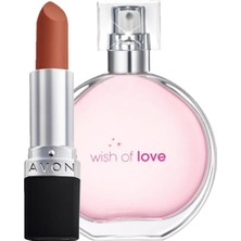 TeknoKapsül Avon Wish Of Love Kadın Parfüm Edt 50 ml + Perfectly Mat Ruj Marvellous Mocha Seti