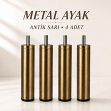 Nzb Metal Ayak Antik Sarı 12 cm (4 Adet) Mobilya Baza Sehpa Dolap Masa Ayağı M8 Civatalı Modern Tasarım