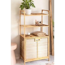 TeknoKapsül Digithome Bambu Xl Kirli Sepetli 3 Raflı Çok Amaçlı Banyo Düzenleyici Çamaşır Sepeti Organizer DB-0011