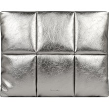 TeknoKapsül Comfyable Puffy Dizüstü Bilgisayar Kılıfı 13 Inç 14 Inç, Kadınlar Için Puffer Laptop Taşıma Çantası, MacBook Air M3 2024 M2 M1 ile Uyumlu Yastık Kılıfı, MacBook Pro 13'ü 14 Inç, Pu Deri Kapak, Gümüş